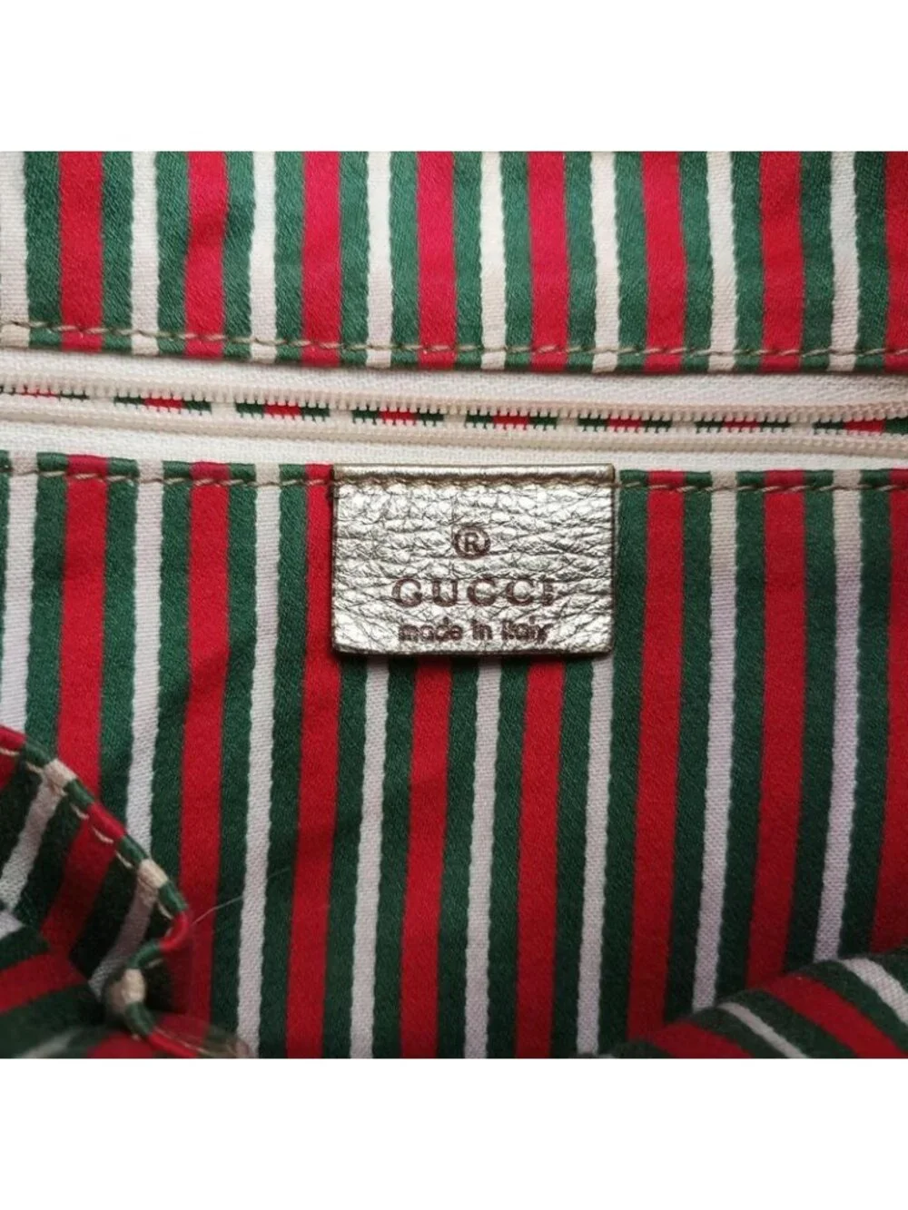 Gucci GG Pattern Beige Gold Canvas Leather Messenger Bag - Picture 10 of 16